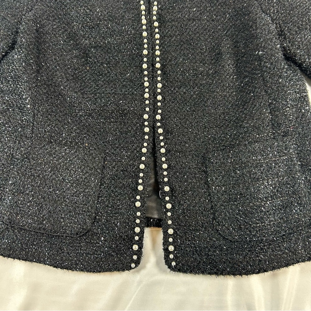 RSVP by Talbots Women’s Black Tweed Pearl-Trim Jacket Elegant Topper Size 10P - Picture 15 of 16